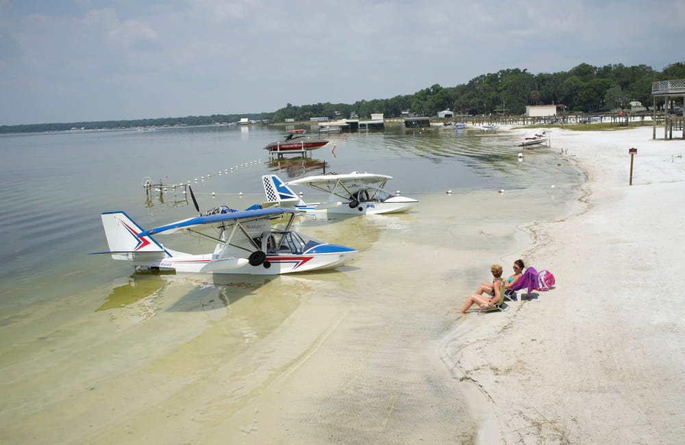 Searay seaplanes on the beach at Lake Weir Florida