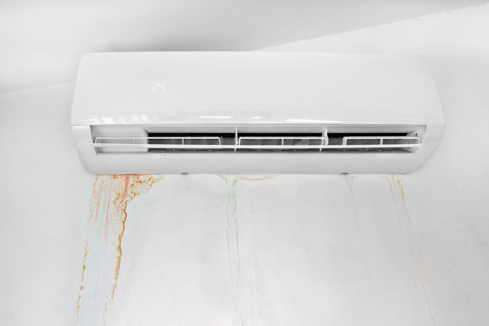 Wall with mold stain due to ac leakage